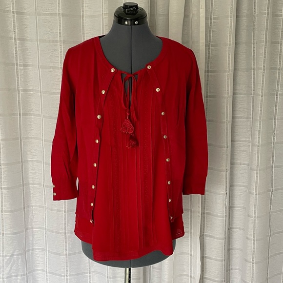 WHBM Ruby Red Tie String Sleeveless Top - Picture 7 of 8